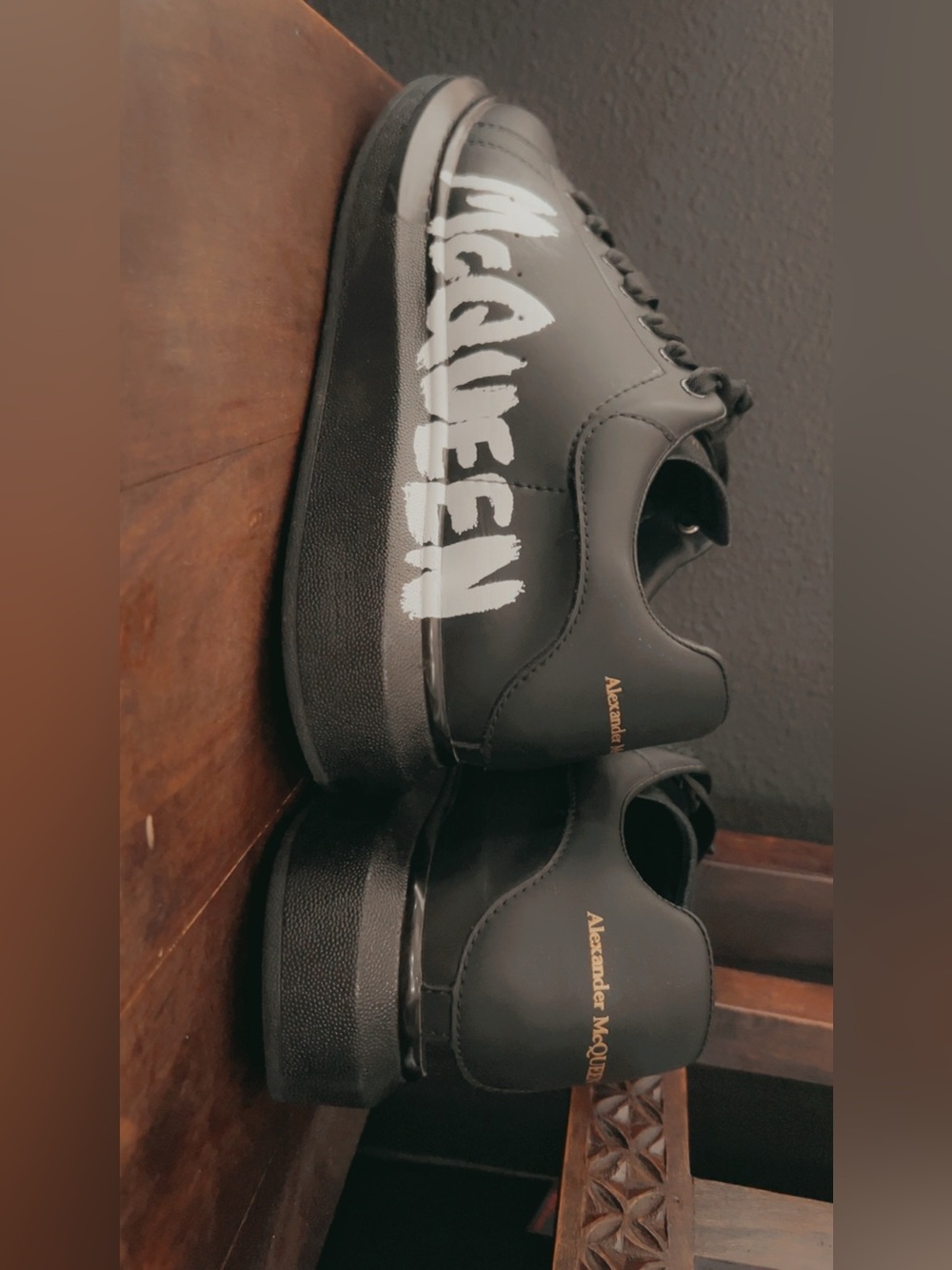 Alexander McQueen Black Leather Low-Top Sneakers